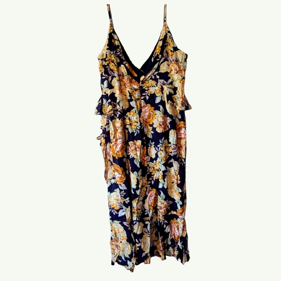 NWT Bardot Floral Ruffled Hi-Lo V-Neck Dress Black and Yellow Faux Wrap Sz 12 L - Picture 16 of 16